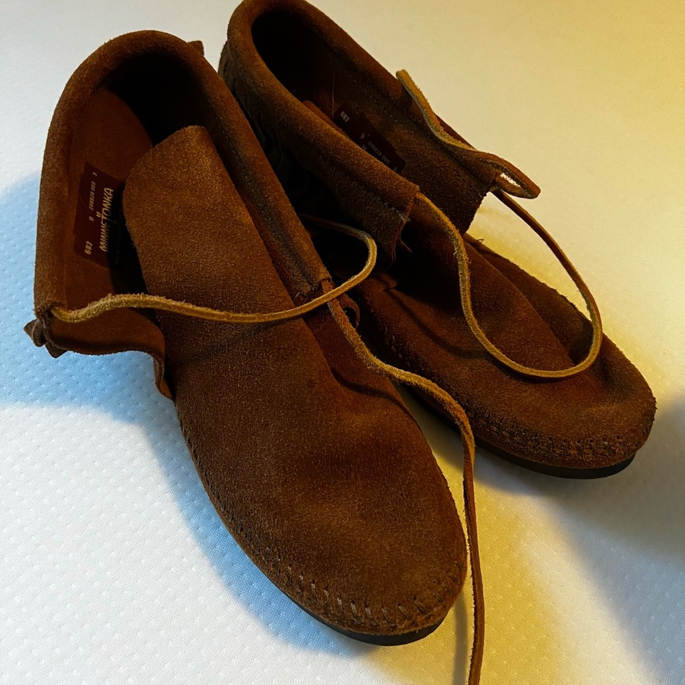 Minnetonka Brown Suede Fringe Moccasins - image 3